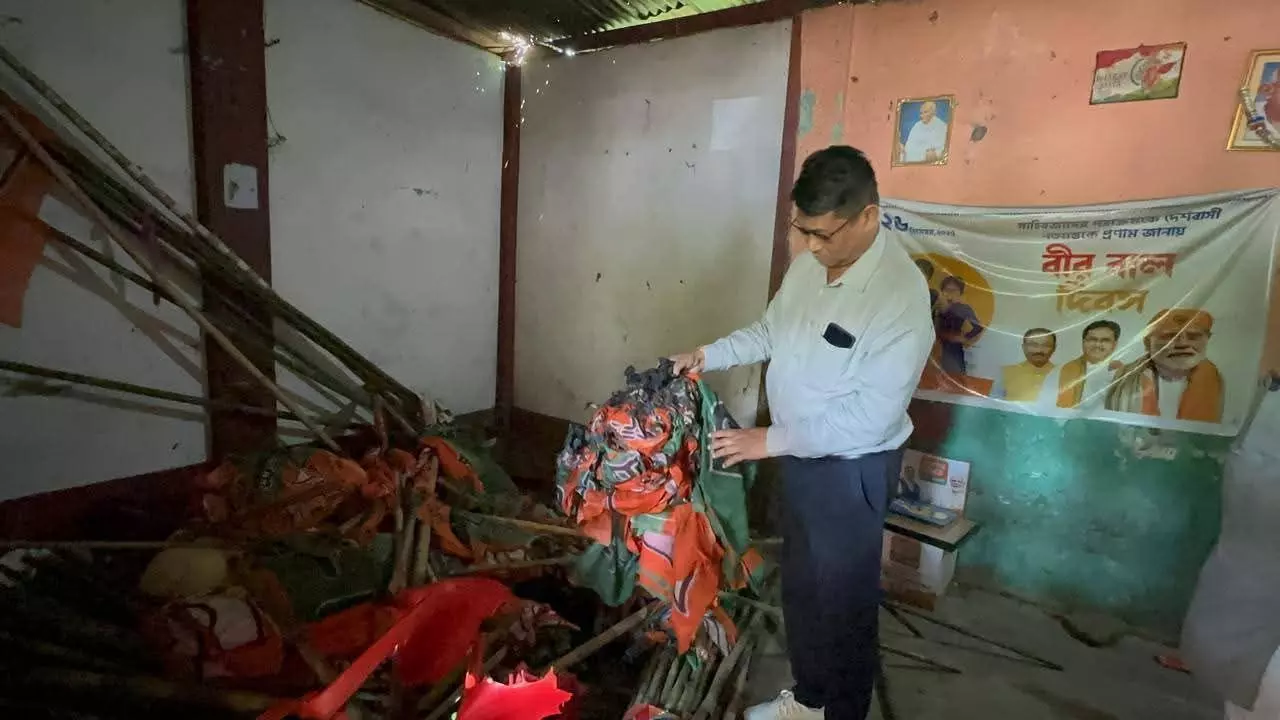 Tripura BJP office set ablaze; Cabinet Minister accuses Tipra Motha, vows action