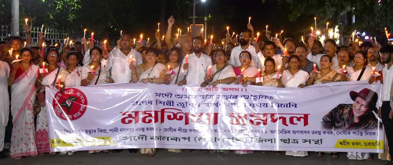 Candlelight protests sweep Assam; AASU seeks arrests over lapses in Zubeen Garg case Candlelight protests sweep Assam; AASU seeks arrests over lapses in Zubeen Garg case