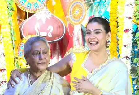 Saptami celebrations: Jaya Bachchan embraces Kajol warmly