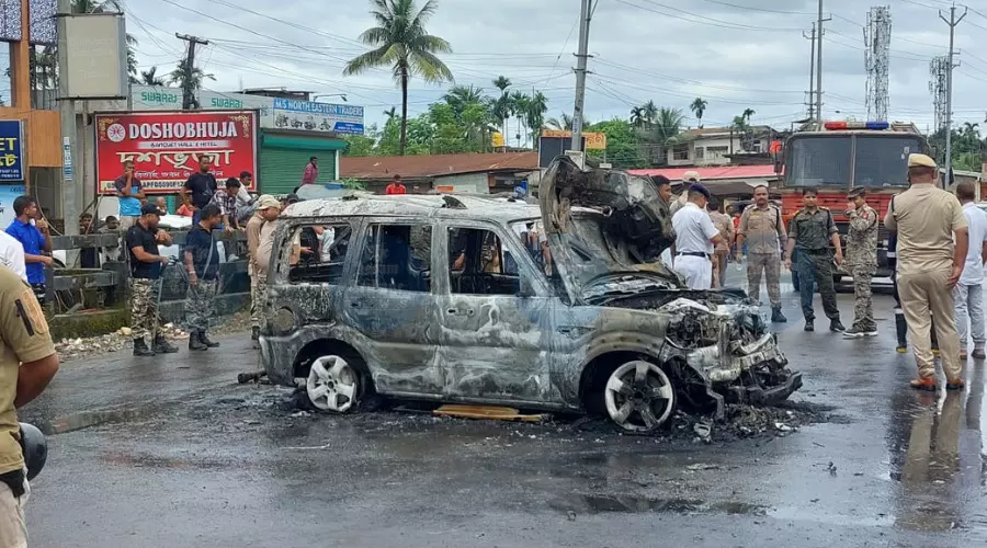 Pedestrian killed as govt vehicle crashes into truck in Silchar; locals torch SUV