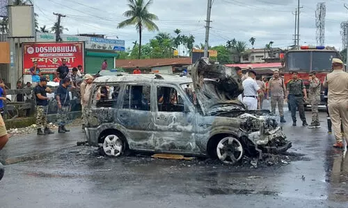 Pedestrian killed as govt vehicle crashes into truck in Silchar; locals torch SUV