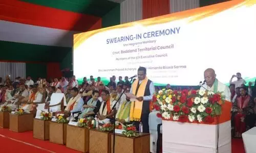 Amid heavy rain, Hagrama Mohilary takes oath as BTC CEM; over 20,000 attend event