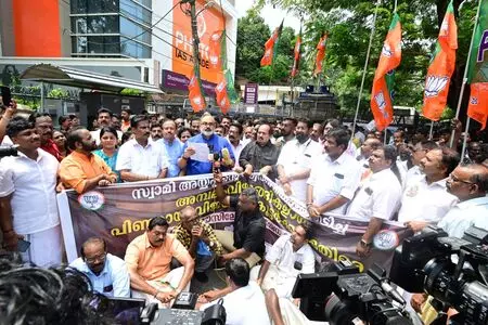 Sabarimala gold row: BJP stages protest near CM’s residence, seeks Minister’s exit Sabarimala gold row: BJP stages protest near CM’s residence, seeks Minister’s exit