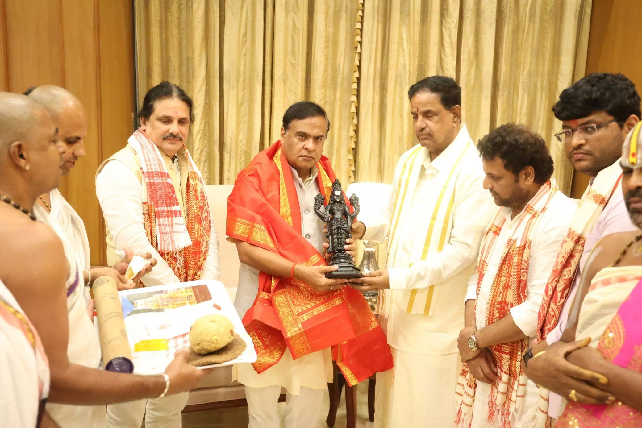 TTD delegation meets CM Sarma to discuss Venkateswara Swamy Temple construction