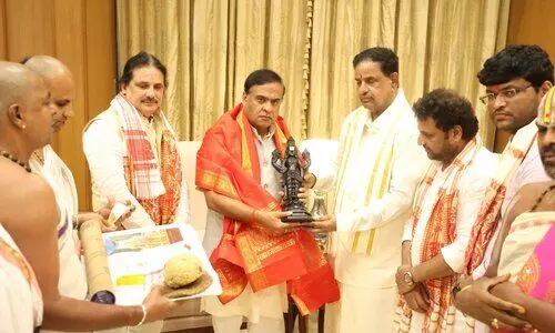 TTD delegation meets CM Sarma to discuss Venkateswara Swamy Temple construction