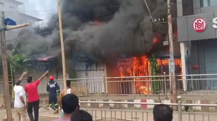 Electrical short circuit triggers Diphu Market blaze, 3 shops destroyed Electrical short circuit triggers Diphu Market blaze, 3 shops destroyed