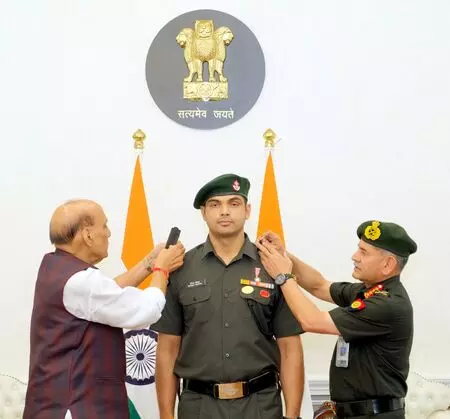 Javelin star Neeraj Chopra conferred Honorary Lt Colonel rank by Rajnath Singh Javelin star Neeraj Chopra conferred Honorary Lt Colonel rank by Rajnath Singh