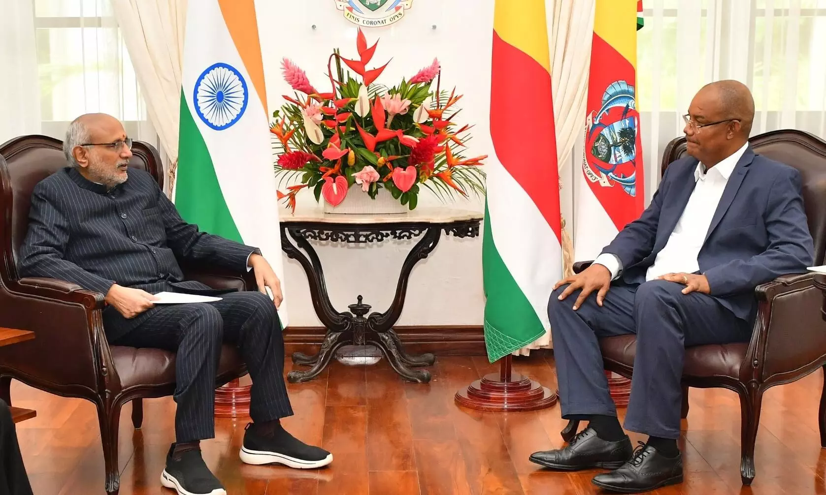 VP Radhakrishnan meets Seychelles President in Victoria to discuss ties