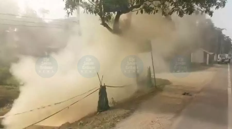 Gas pipeline burst triggers panic in Golaghat, residents rush out of homes