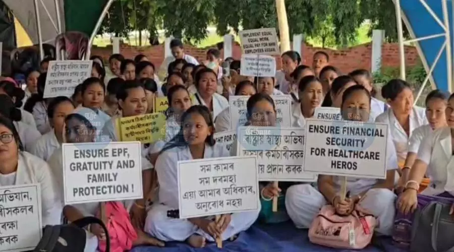 Healthcare hit as Assam NHM staff launch 3-day sit-in for job security, pay parity