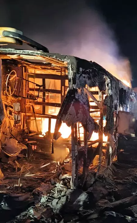 45 passengers have miraculous escape as bus catches fire on Gwalior highway