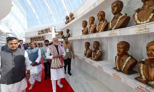 PM pays tribute at Swahid Smarak Kshetra, interacts with students on Brahmaputra