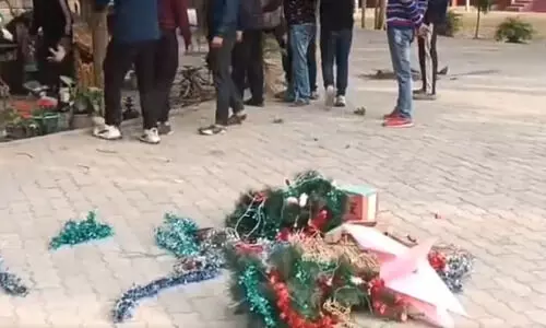 VHP, Bajrang Dal vandalise Christmas decorations in Nalbari school