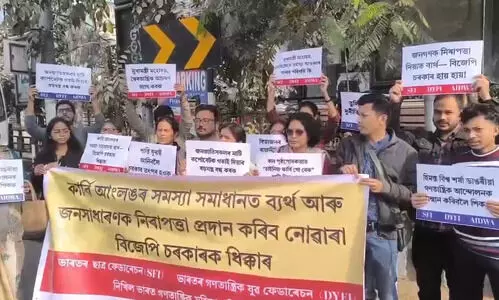 SFI, DYFI, AIDWA protest in Guwahati; blame govt for Karbi Anglong unrest