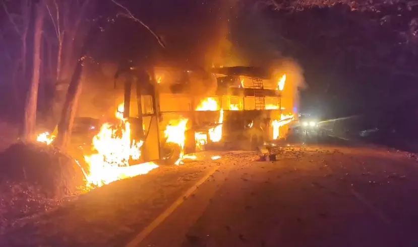 Sleeper bus catches fire after crash in Bikaner; passengers escape