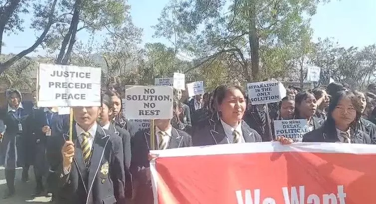 Churachandpur sees second rally in 10 days over political solution in Manipur Churachandpur sees second rally in 10 days over political solution in Manipur