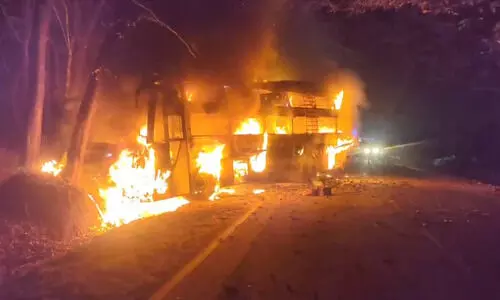 Sleeper bus catches fire after crash in Bikaner; passengers escape
