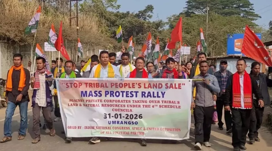 Opposition leads Umrangso protest rally against ‘corporate takeover’ of tribal land Opposition leads Umrangso protest rally against ‘corporate takeover’ of tribal land