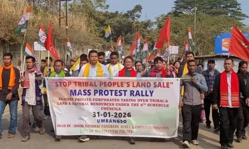 Opposition leads Umrangso protest rally against ‘corporate takeover’ of tribal land