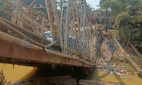 Anipur Bridge collapse in Sribhumi; two injured, connectivity snapped