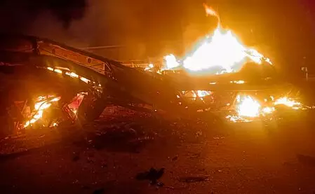 Chemical tanker catches fire on Nagaur highway; driver escapes