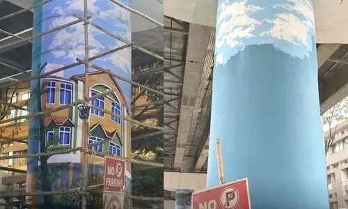 Assam Tribune mural removed from Maharaj Prithu Flyover pillar after PWD order