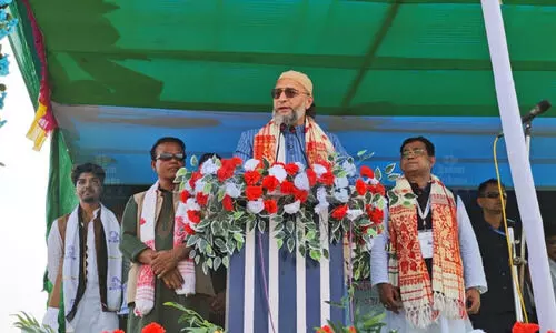 Owaisi targets Congress in Dhubri, calls it BJP’s ‘A-team’ during poll campaign