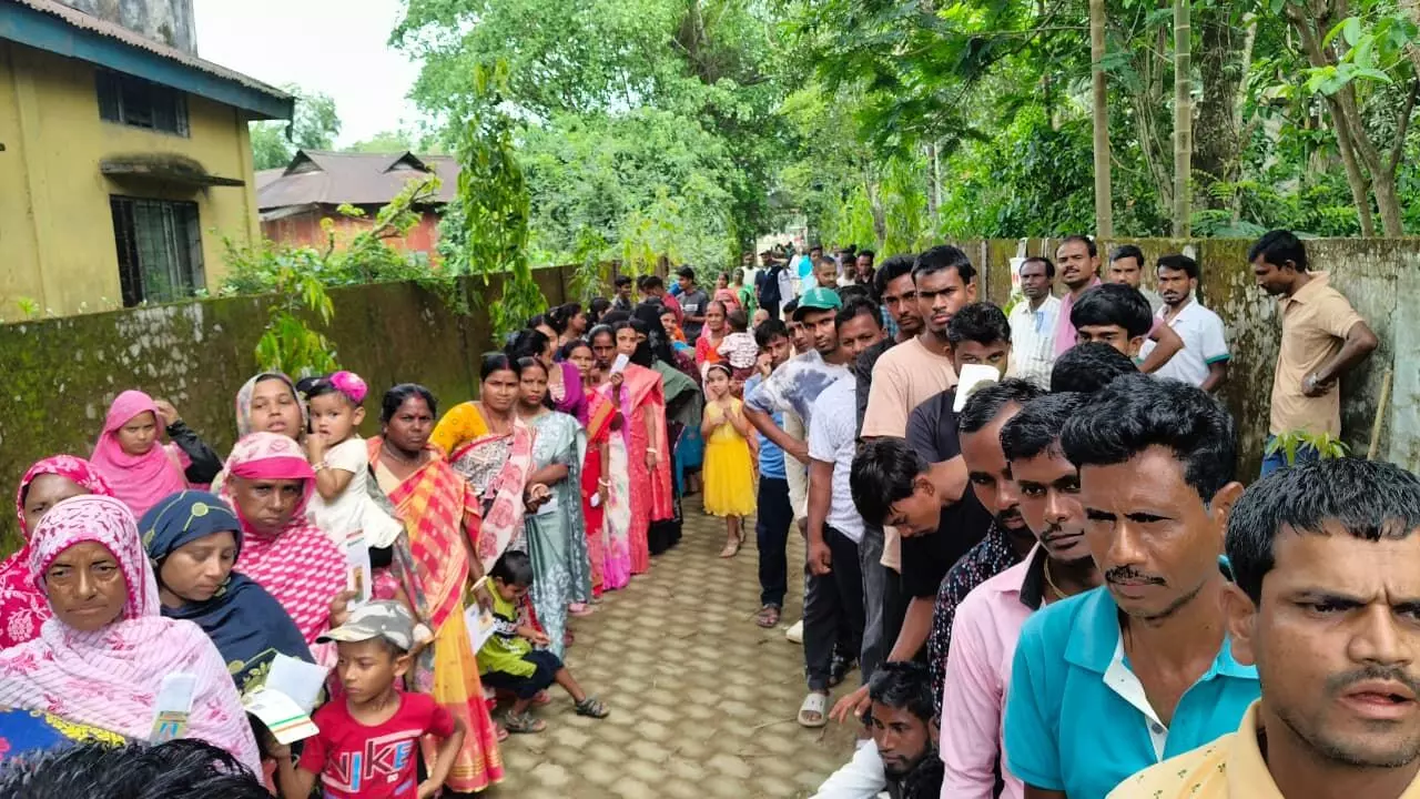 Cachar polling ends peacefully with 82.19% turnout, long queues persist Cachar polling ends peacefully with 82.19% turnout, long queues persist