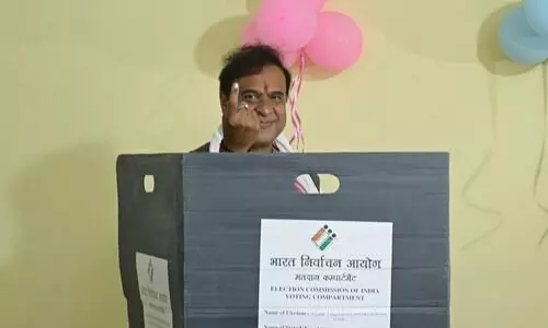 Assam CM votes in Azara, mocks Congress, snaps at reporter over ‘language’ row