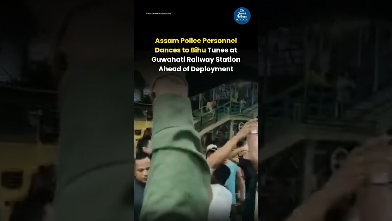 Assam Police Personnel Dances to Bihu Tunes at Guwahati Railway Station Ahead of Deployment