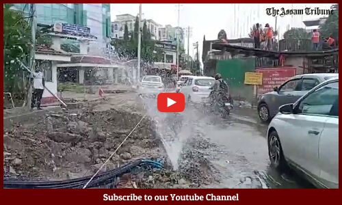 Water supply pipe bursts in Zoo Road, Guwahati