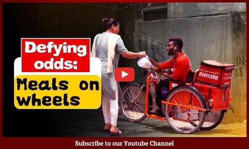 Specially-abled Zomato agent inspires people with his determination