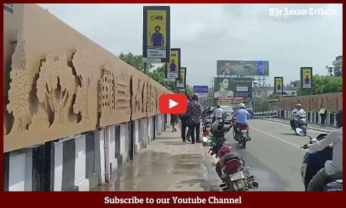 Water pipe bursts near Guwahati Club flyover
