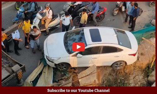 Car accident in Ganeshguri, Guwahati, vehicle severely damaged