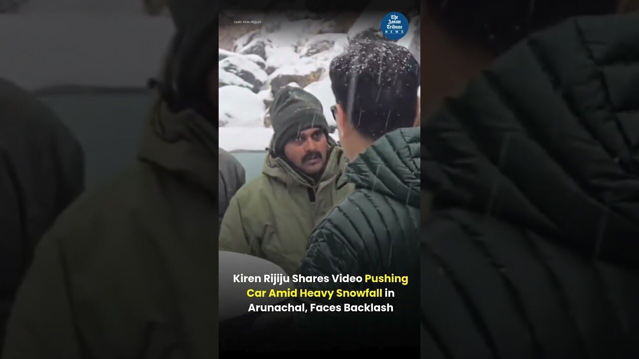 Kiren Rijiju Shares Video Pushing Car Amid Heavy Snowfall in Arunachal, Faces Backlash