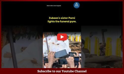Zubeens sister Pami lights the funeral pyre